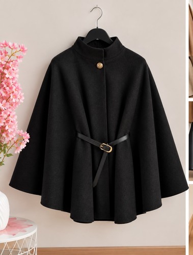 Damen poncho cape - , winter