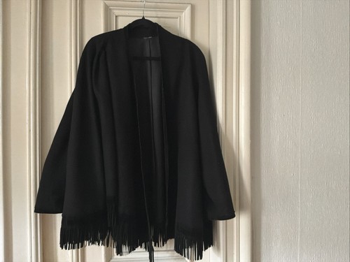 Schwarze jacke poncho look - schwarze,